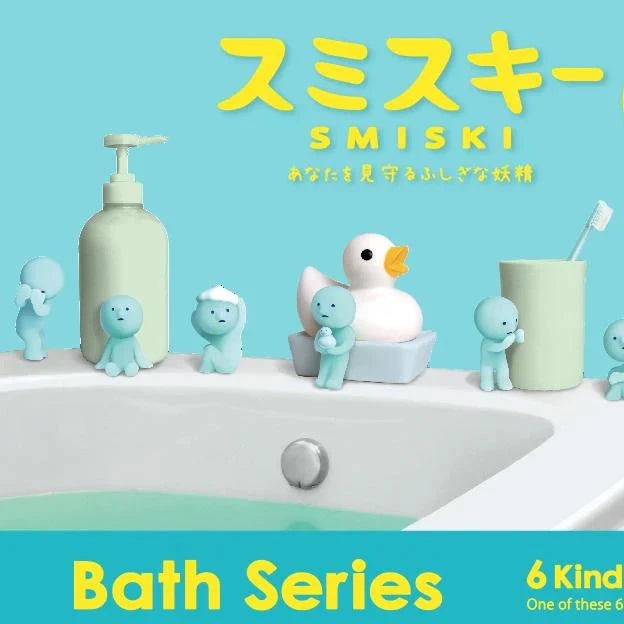 SMISKI bath series packaging with cartoon characters and a sink.